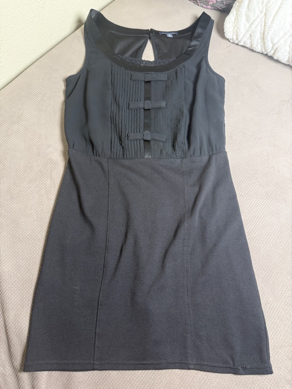 American Eagle Outfitters Black Sleeveless Bow-Detail Mini Dress